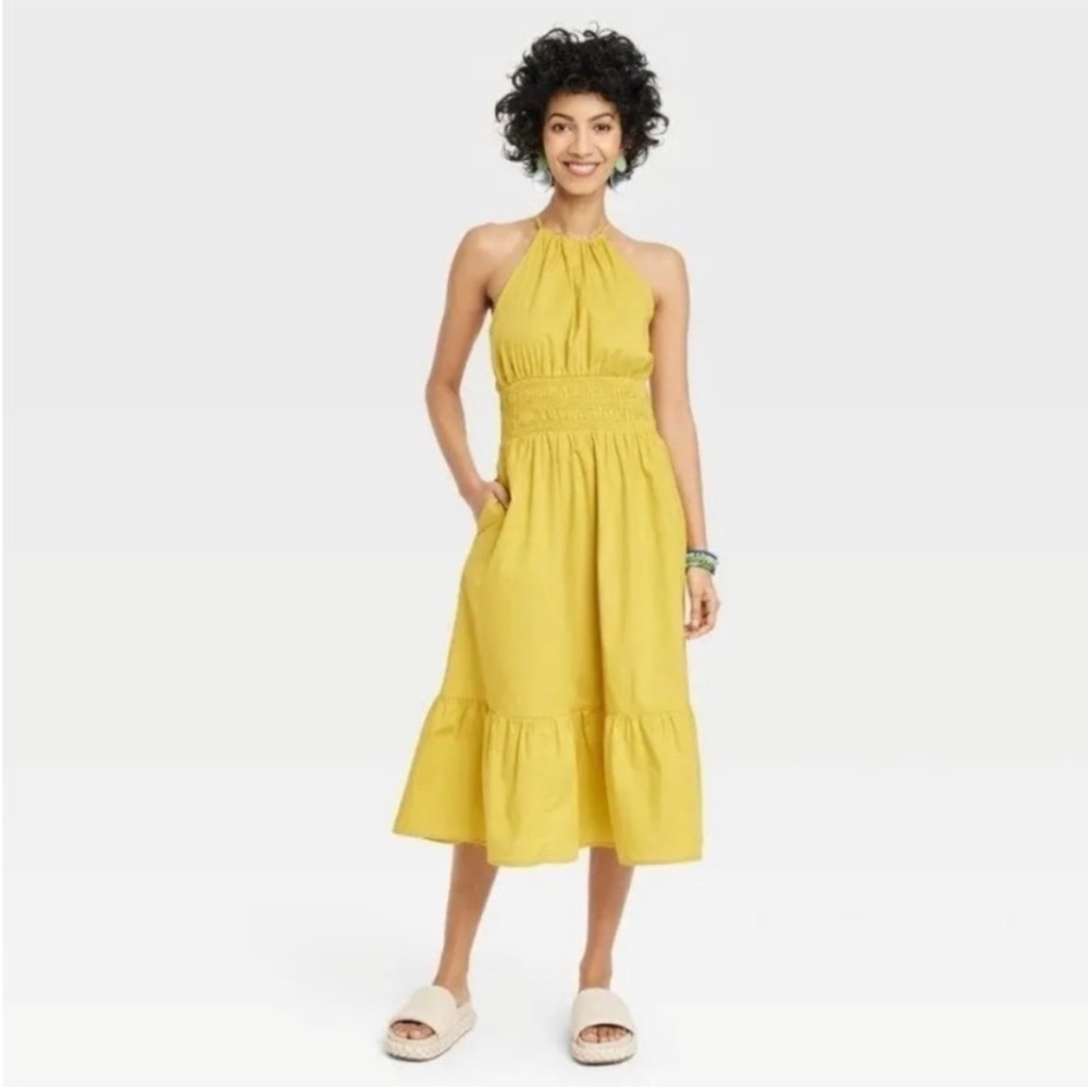 a new day Yellow Halter Midi Dress